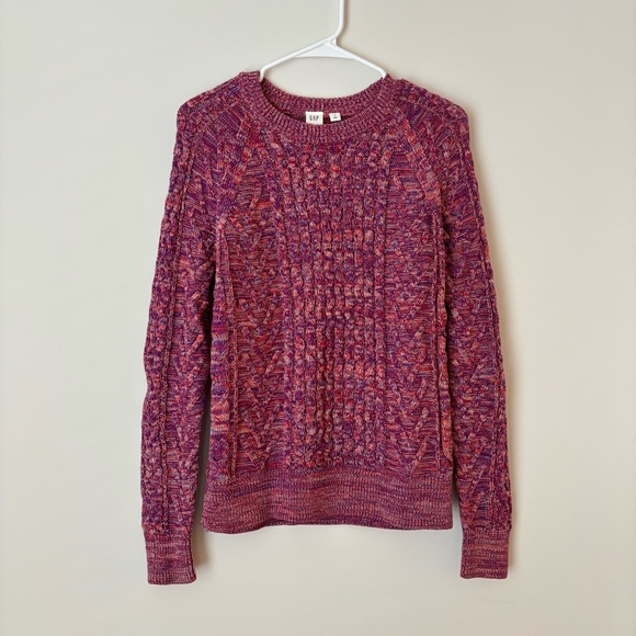 GAP Pink Marled Cable-Knit Crewneck Sweater - Picture 2 of 7